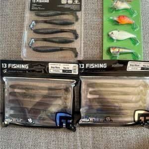 All new fishing items lure kit, ninja worms and pleasure shad.  All new